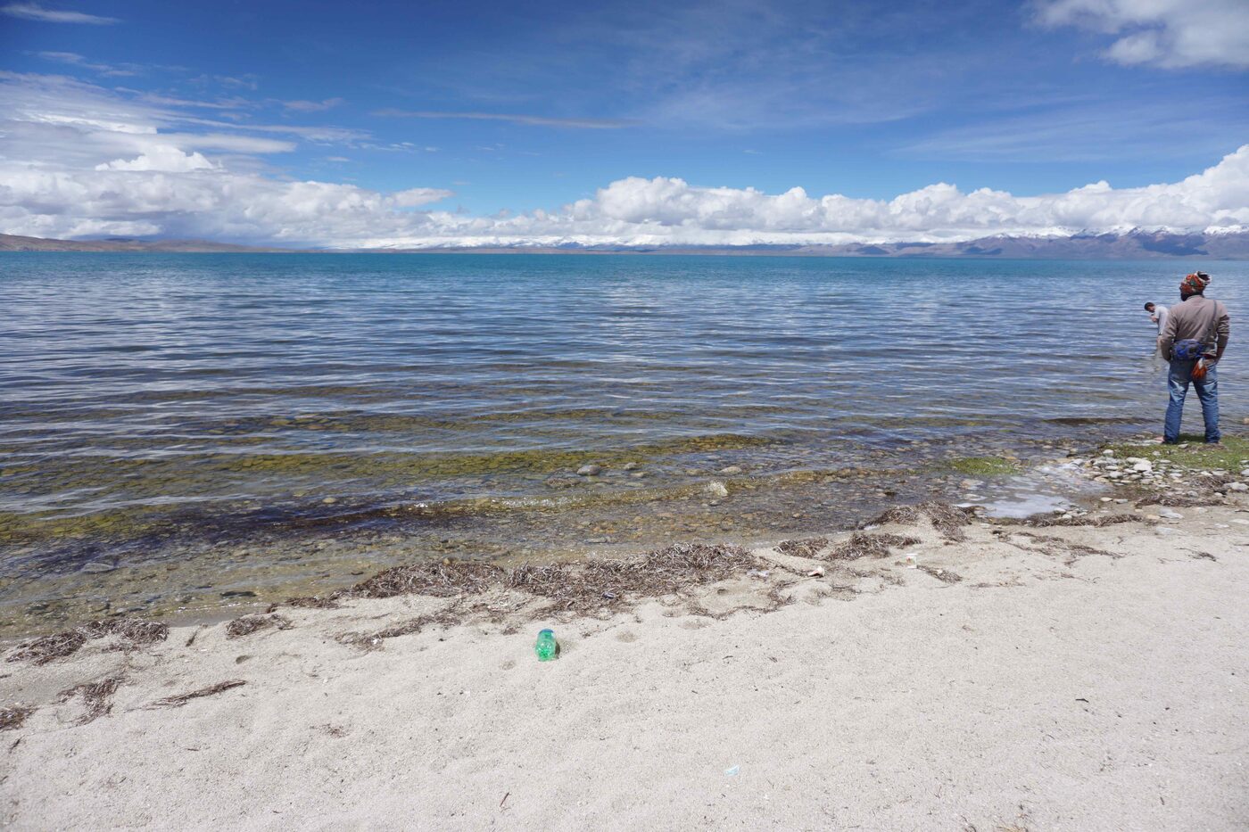 One can walk deep into the lake, water level is just knee high for a long distance. Deepest point in Manasarovar is 81 meters and the lake covers a total area of 412 square Kms. People collect pebbles from the lake as memorabilia.